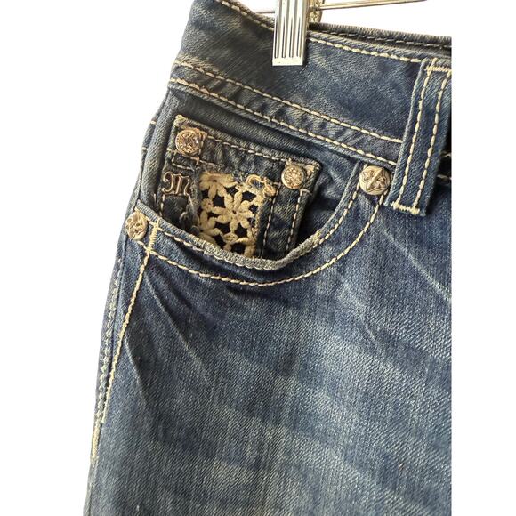Miss Me Blue Denim Jeans Size 28 Capri Pants Cotton Blend Bling Pockets - Picture 4 of 8